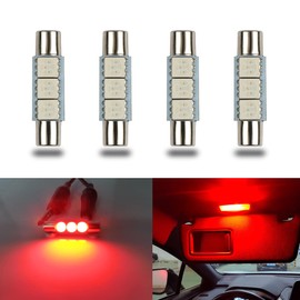 iBrightstar 6614F LED Bulbs, 29mm 6612F Super Bright Car Visor Vanity Mirror Led Bulbs for Vanity Mirror Lights and Sun Visor Lights, Red
