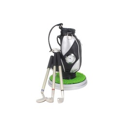 HKOO Golf Gift Golf Pens Holder, Golf Bag Holder with 3 Pieces Aluminum Pen Golf Bag Pencil Holder for Men (Silver and Black/C)