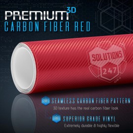 Premium Top Grade Real Sheet Overlay 60"x60" Inch Vinyl Wrap Bubble Free Air Release - 3D Red Carbon Fiber Matte
