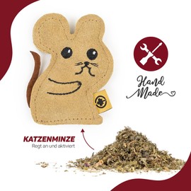 CanadianCat Company Cat Toy Scented Cushion Leather with Catnip Mouse