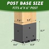 6 Pcs Post Base,4"x 6"Post Brackets(Acturl3.6 x5.6), Heavy Duty Black