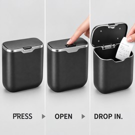 Car Trash Can with Press Lid – Hanging ABS Interior Waste Bin & Compact Storage Organizer for Wet and Dry Use