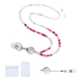 MORSUNBELA Pink Lanyard for Hanging, Card Case with Strap Lanyard Badge Holder ID Card Holder Long Key Ring