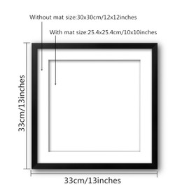 NIHO-JIUMA Wood Photo Frame, Suitable for 12 X 12 in / 30 X 30 cm Diamond art or Oil Paintings Photos, Pine Wood Picture Frames & Plexiglass (2-piece set, Black)