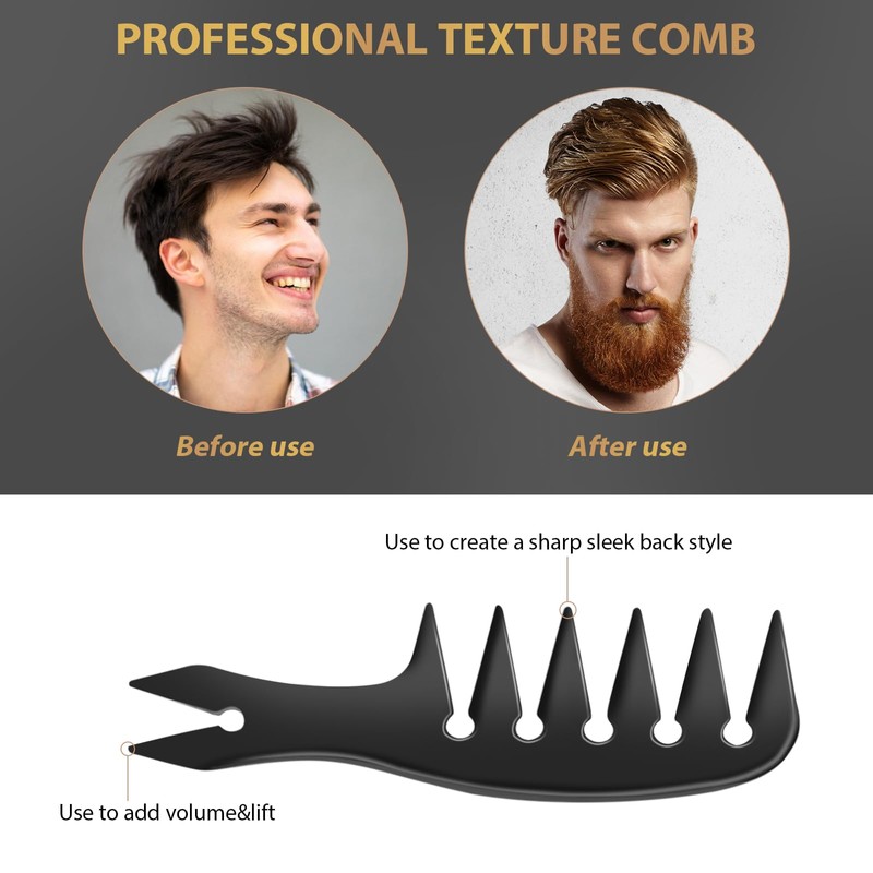 DUAIU 3 Pieces Hair Styling Combs for Men Black Wide