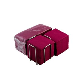 Hostelnovo - Confezione da 300 Tovaglioli Cocktail di Carta Bordeaux + Portatovaglioli da Tavolo in Acciaio Inox - Texture micropunto - Più spessi e assorbenti - 10 x 10 cm
