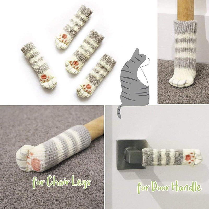 POFET 24 Piece Chair Socks (6 Sets), Cute Cat Paw