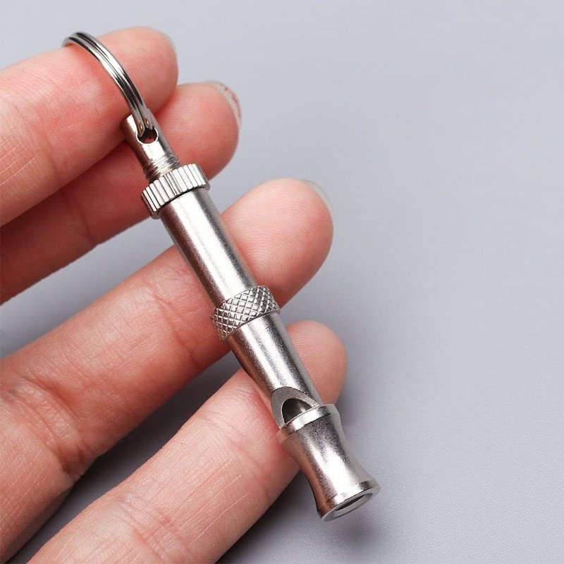 SquarezhenBo Silver Adjustable Ultrasonic Dog Whistle, Portable Whistle Pet Whistle