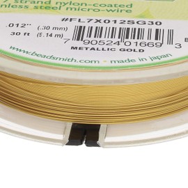 The Beadsmith Flex-Rite 7 Strand Nylon Coated, Stainless-Steel Beading Wire, Jewelry Making Supply (.012 Dia, Metallic Gold - 30 Ft)