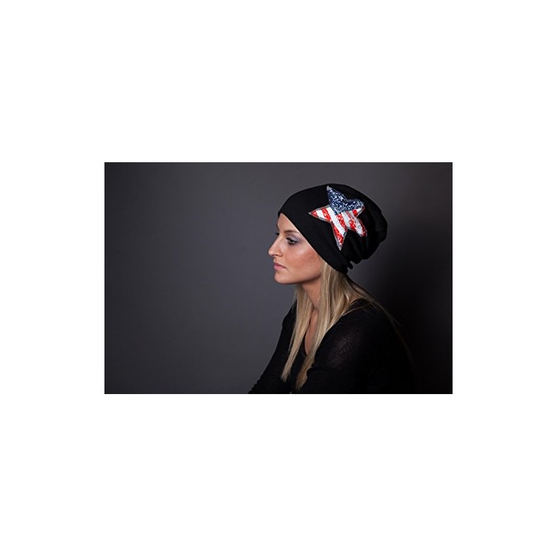 styleBREAKER beanie hat with sequins star USA application, stars and