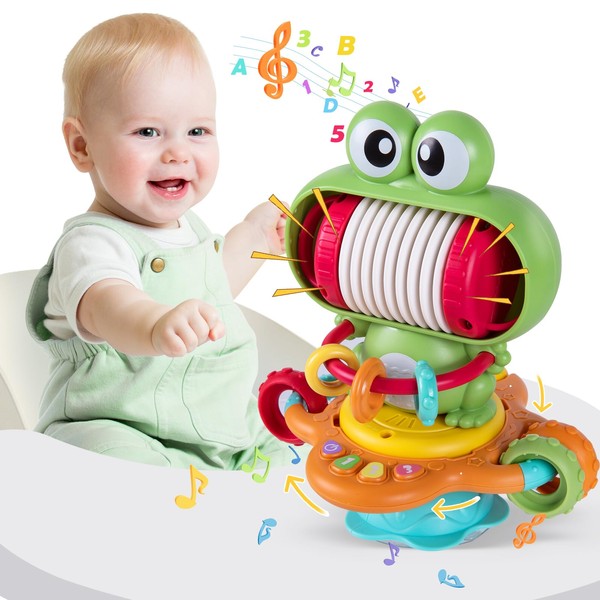 COYYERC Baby Sensory Toys, High Chair Toys Suction Cup for 18+ Months Baby Toddler Musical Toys Activity Table Top Toys for Boys Girls Baby Rattle Sensory Toys Music Gifts for Baby