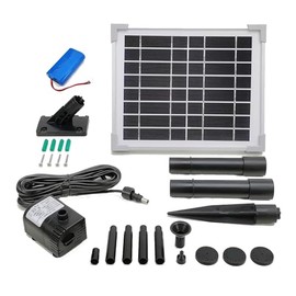 Solar Water Pump with Backup Battery for Birdbath, Fountain, Small Pond, Garden Decoration (Battery Included)
