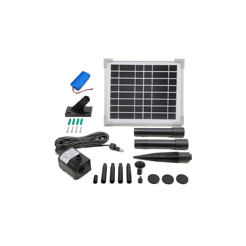 Solar Water Pump with Backup Battery for Birdbath, Fountain, Small