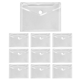 VELOFLEX A455010 Document Wallet Crystal, Pack of 10, DIN A6, Document Wallet with Velcro Fastening, Polypropylene, Transparent