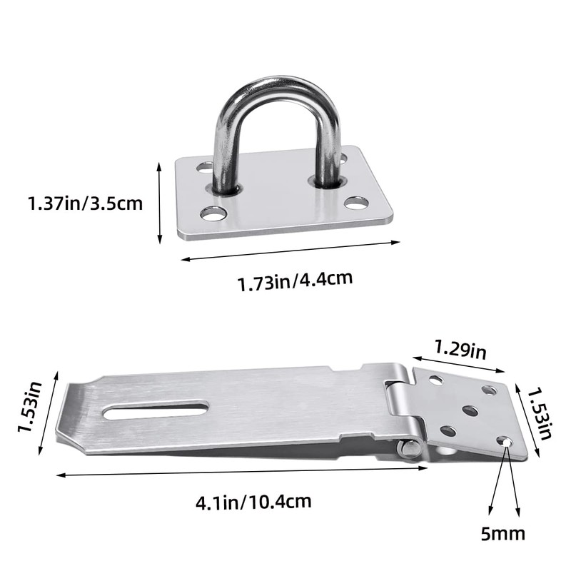 2Pcs Stainless Steel Gate Lock Hasp, Safety Packlock Clasp Lock