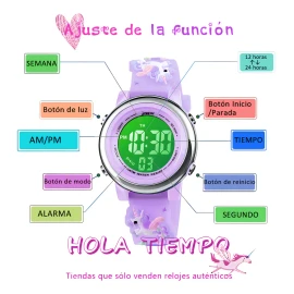 Reloj Digital Y Pulseras Ben Nevis Deportivo Resistente Al Agua Para Niño Y Niña Con Despertador, Temporizador, Luces Que Cambian De Color,correa Unicornio Violeta