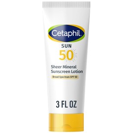 CETAPHIL Sheer Mineral Sunscreen Lotion for Face & Body | 3 fl oz | 100% Mineral Sunscreen SPF 50