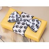 YASEO Dog Paw Print Wired Edge Ribbon, White and Black