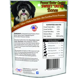 Carolina Prime Pet 45256 Peanut Butter Coated Sweet Tater Bone Treat For Dogs ( 1 Pouch), One Size