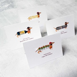 Nancy Nikko Dachshund Cards, Dachshund Gift Set of 9 Assorted Epicurean Dachshunds