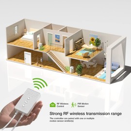 RAYZEEK Wireless Motion Senosr Under Cabinet Lights,19.7FT LED Strip Lights with UL Listed Adapter,RF Wireless Motion Sensor Control Dimmer,Timing(Warm White)