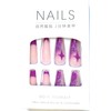 DIY Press-On Nails, 24 Pieces, Pink and Purple Glitter Star