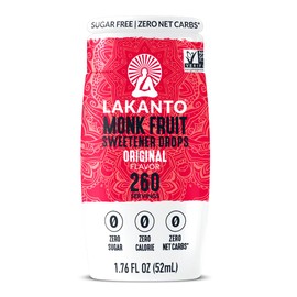 Lakanto Monk Fruit Extract Drops Liquid Sweetener - Zero Calorie, Zero Sugar, Keto Drink Sweetener, Sugar Substitute, On the Go, Tea, Coffee, Smoothies - Original 1.76 Fl Oz (Pack of 1)
