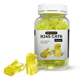 Spetstech RJ45 Connectors - 100-Pack Cat 6 Pass-Through Plugs (Cat6, Ethernet) for UTP Cables (100, Yellow)