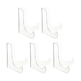 PATIKIL 6 Inch Acrylic Plate Display Stand, 5 Pack Large Clear Easel Plate Holder Picture Stands for Display Frames Card Picture CD Book Challenge Coin(Tripod)