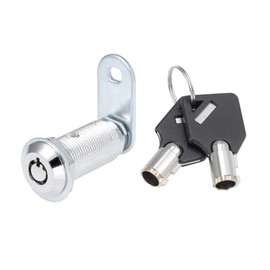 sourcing map Cylinder Zinc Alloy Chrome End Tubes Cam Lock with Key Different Locking 40mm Cylinder, Keyed Different, 1 Pack