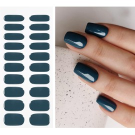 JMEOWIO Lámina de uñas azul oscuro de gel para uñas, autoadhesiva, endurecedora UV, decoración de diseño de uñas, accesorios