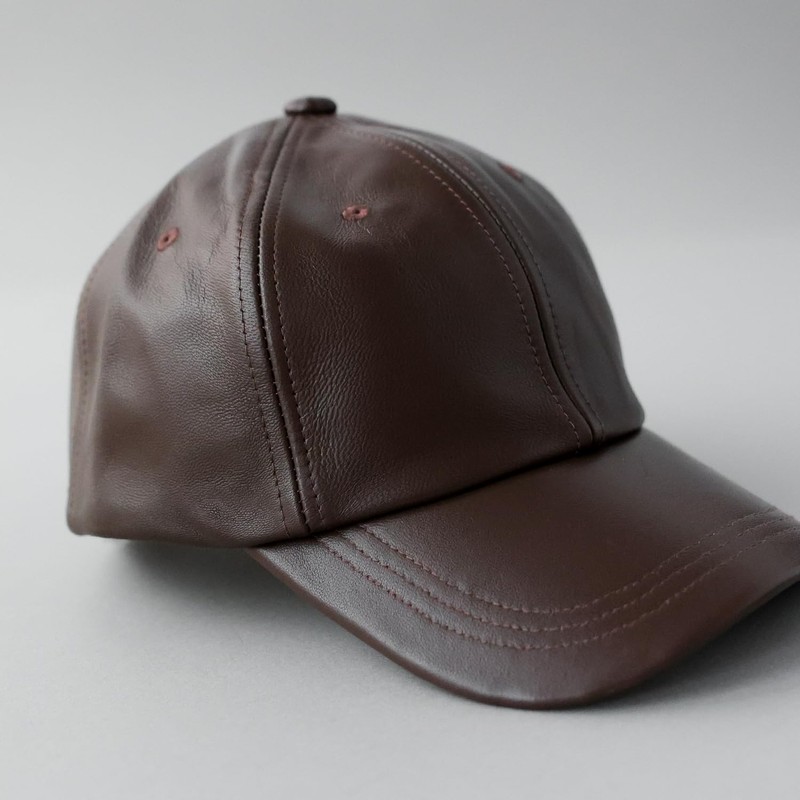 ReqHatter Genuine Leather Leather Low Cap Hat 6 Panel Cap
