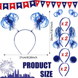 Censen 8 Pcs Pom Pom Headbands Party Headbands Tinsel Wrapped Ponytails Headbopper Headwear for Birthday Festival(Yellow)