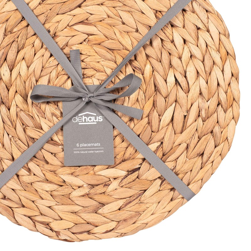 Dehaus® Round Placemats - Set of 6, 30cm Water Hyacinth