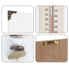 com-four® Analogue Thermometer - Maritime Wall Thermometer for Indoor Use - Temperature Meter with Scale in Degrees Celsius and Degrees Fahrenheit (Pack of 01 - with Stone Decoration)