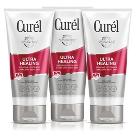 Curel Ultra Healing Intensive Fragrance-Free Lotion For Extra-Dry Skin, Ideal for Sensitive Skin, Cruelty Free, Paraben Free, Dermatologist Recommended, 6 Oz, Pack of 3