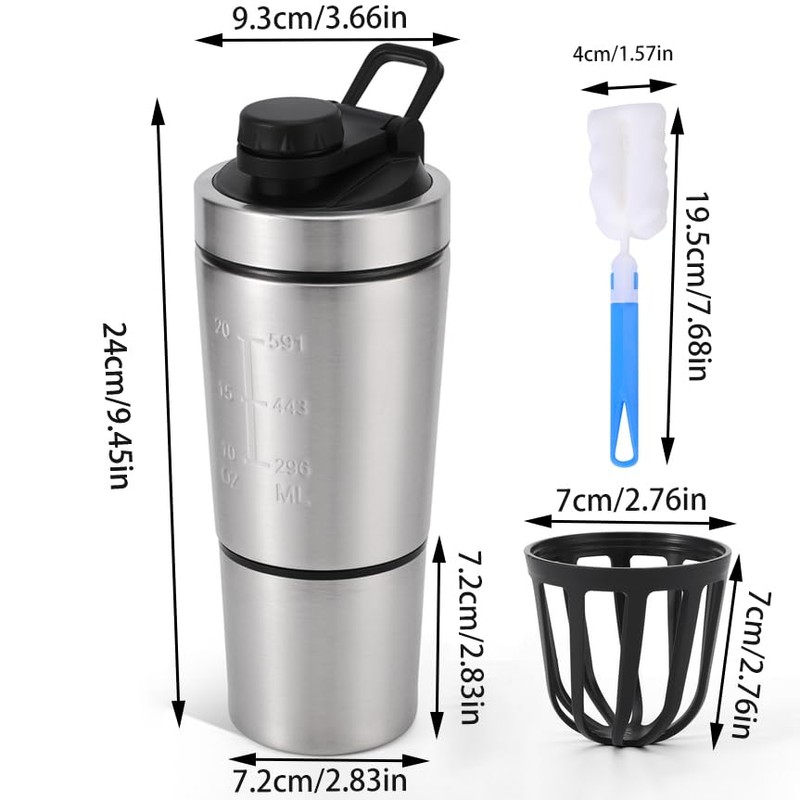 iAbaigla 304 Stainless Steel Protein Mixer Cup, Single Layer with