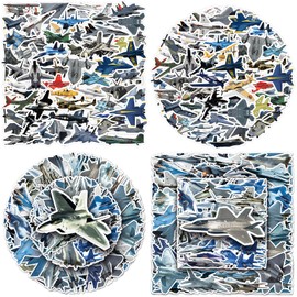 110 Pcs Fighter Plane Stickers Cool Warplane Stickers Aircraft Waterproof Vinyl Stickers Decals for Kids, Adults Waterbottle, Laptop, Phone, Skateboard, Bike, Guitar, Helmet, Luggage Décor