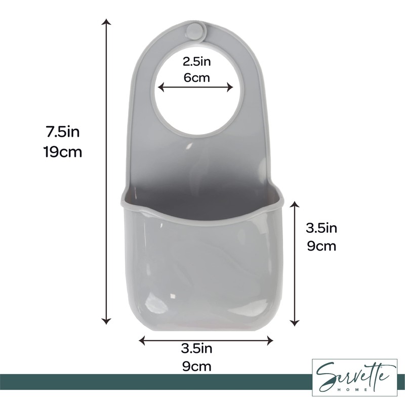 Sponge Holder for Kitchen Sink, Grey PVC Hanging Sponge Caddy