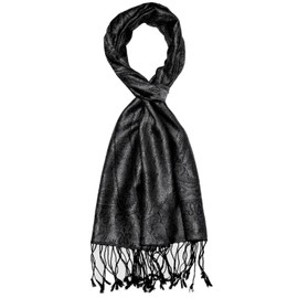 Lorenzo Cana - 7840711 Silk Scarf 100% Silk Jacquard Woven Harmonious Colours with Fringes 35 x 160 cm Paisley Pattern Silk Scarf, gray