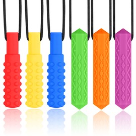 Sensory Chew Necklaces (6 Packs), Food Grade Silicone Chewy Necklaces for Chewers with Autism, ADHD, SPD, or Special Oral Motor Need
