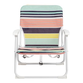 Oxford Cloth White Iron Frame Beach Chair Load Bearing 100kg Small Size Portable Foldable Camping Chair
