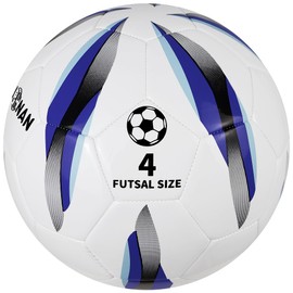 JPHNAN Futsal Ball Size 4 Low Bounce - Indoor Soccer Ball for Training & Competition, TPU Cover with Reinforced Stitching for Adults & Youth (White Blue)