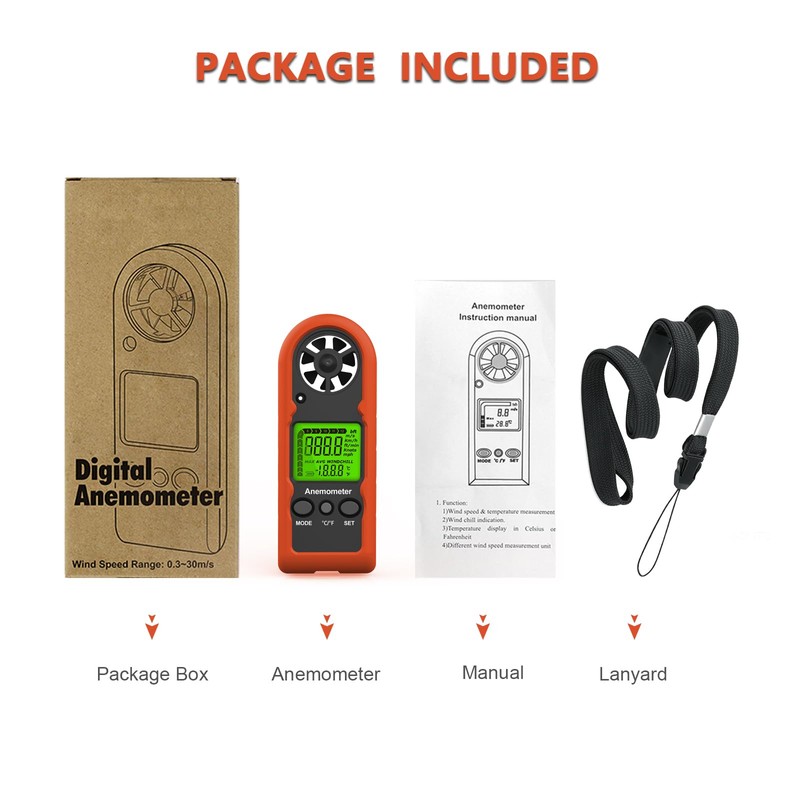 Handheld Anemometer, Mini Digital Wind Speed Meter Gauge for Air