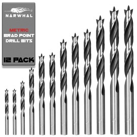 Brad Point Wood Drill Bit Set - Metric Sizes (12 Pack with Storage Case) Carpenters Quality - Drill Splinter-Free Perfect Round Holes in All Types of Wood