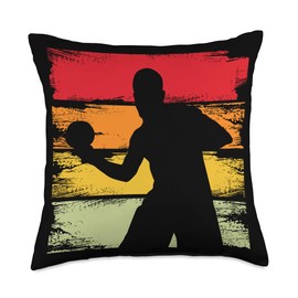 Table Tennis Equipment Ping Pong Paddle Set Tennis Player Retro Ping Pong Table Balls Throw Pillow, 18x18, Multicolor