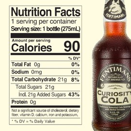 Fentimans Sparkling Curiosity Cola - Healthy Soda, All Natural Soda, Craft Soda with No Artificial Flavors, Preservatives, or Sweeteners, Botanically Brewed - Curiosity Cola, 275 ml (Pack of 12)
