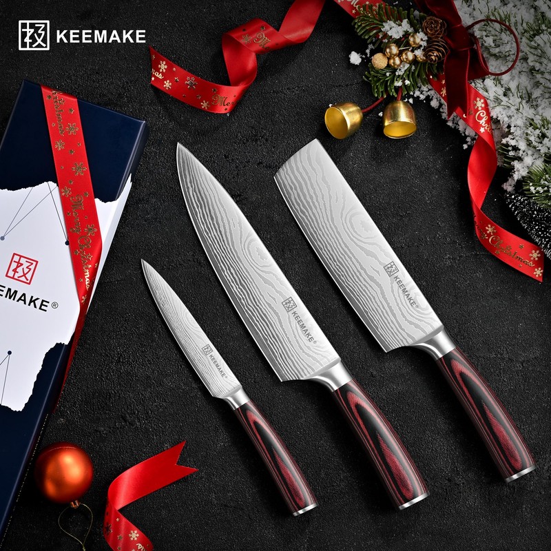 KEEMAKE Kitchen Knife Sets, 3 Pieces Professional Chef Knife Set