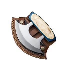 Morf Steelware Handmade Ulu Knife/Pizza Cutter - High Carbon Steel Knife for Indoor/Outdoor Camping Kitchen - Custom Blade for Chef - Versatile Cutlery