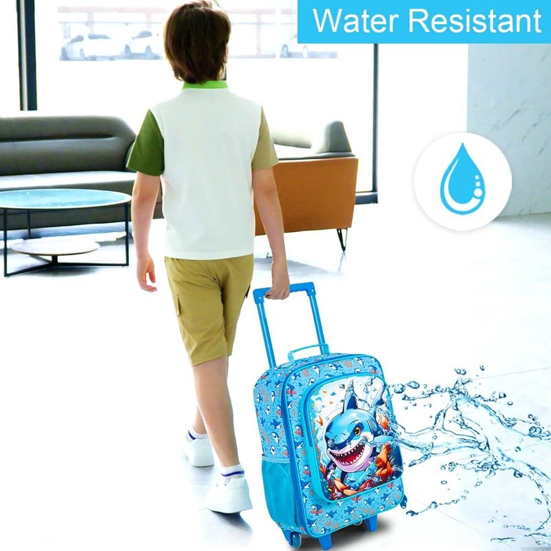 WZLVO Kids Luggage for Boys, Cool Shark Suitcase Rolling with